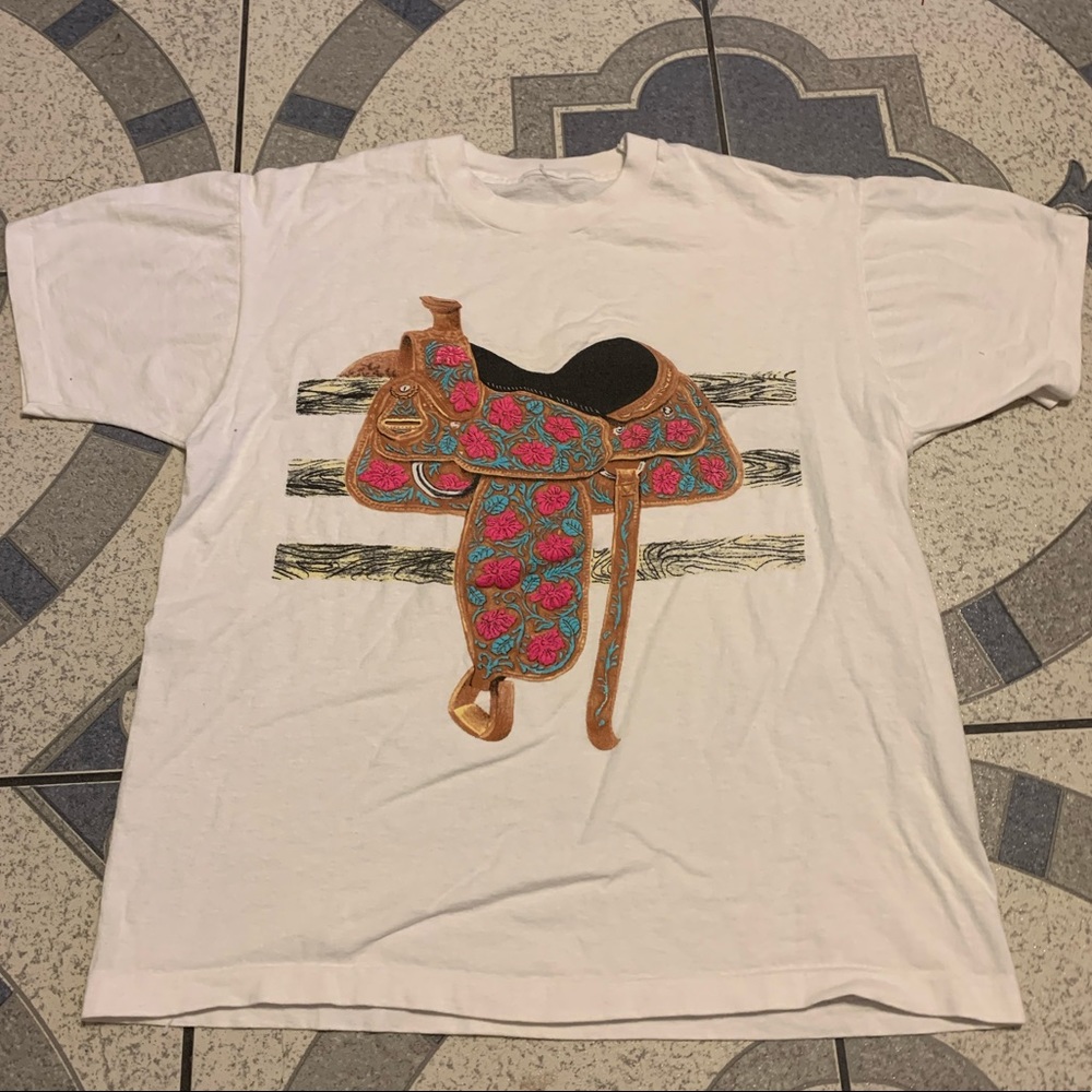 Vintage Single-Stitched Saddle Graphic Tee Sz L